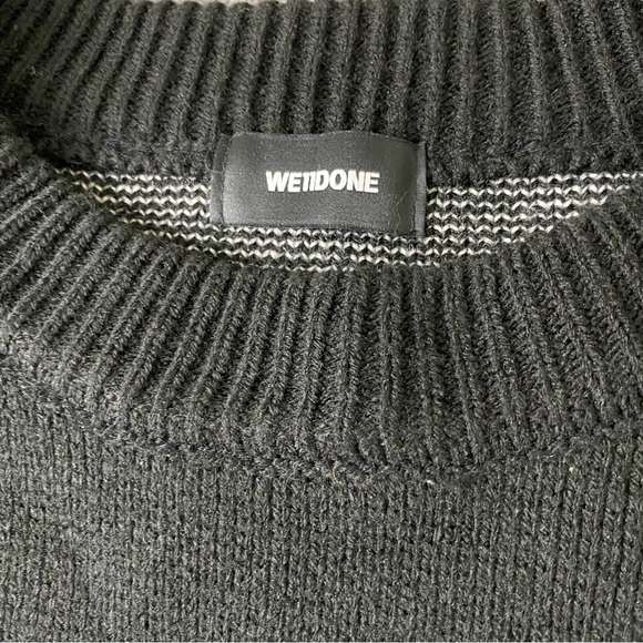 WELLDONE Jacquard Sweater Black Wool Blend Mens Size Medium - Picture 3 of 13